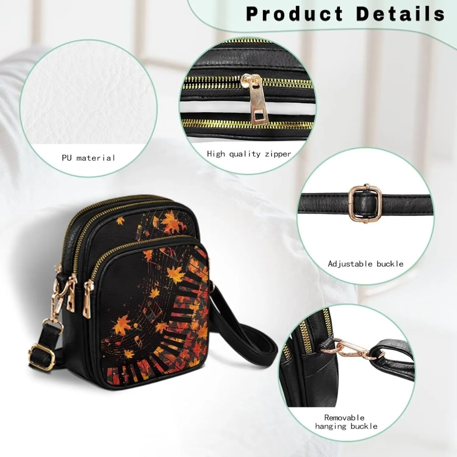 Mini Durable Womens Crossbody Bag with Zipper Pockets for Daily Use