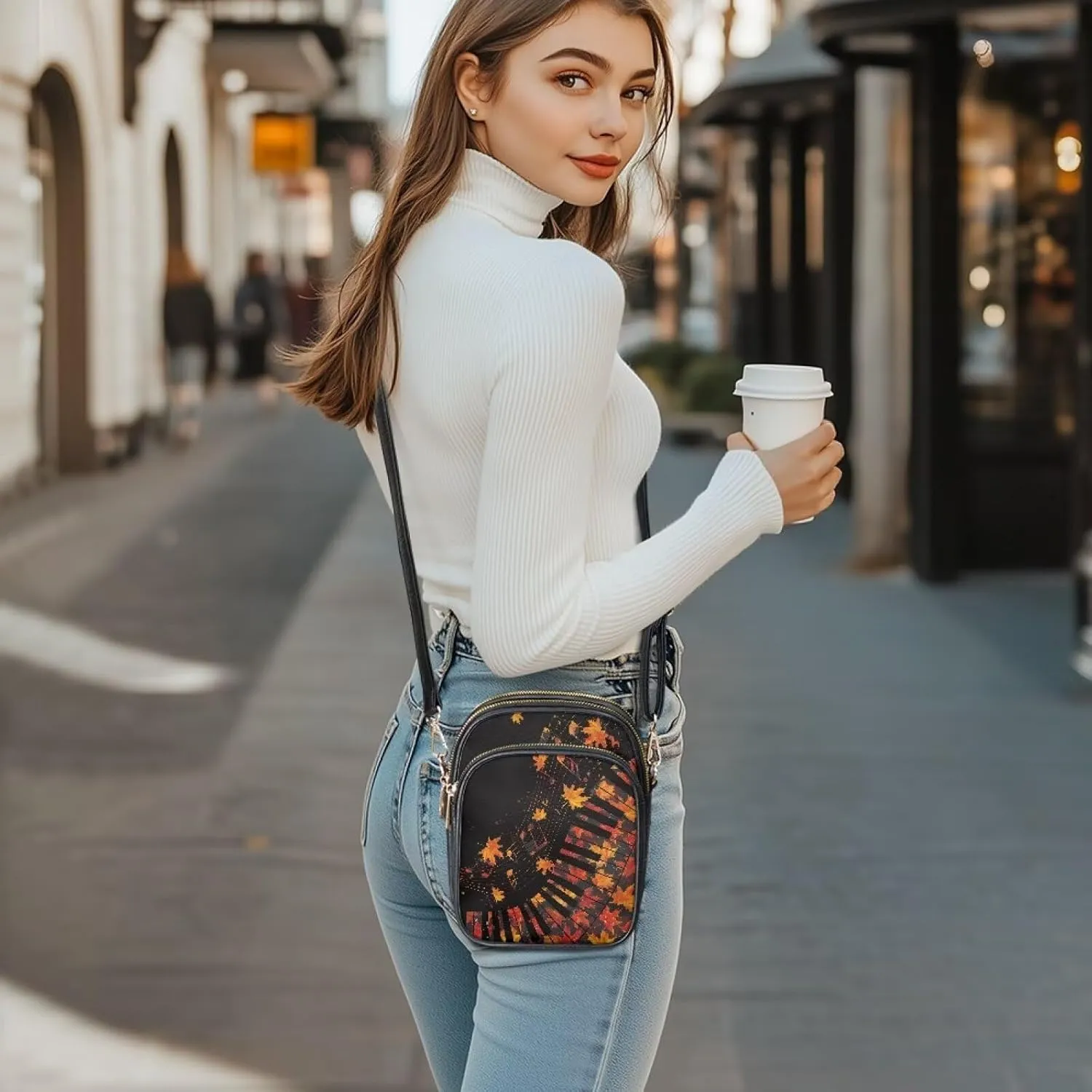 Mini Durable Womens Crossbody Bag with Zipper Pockets for Daily Use