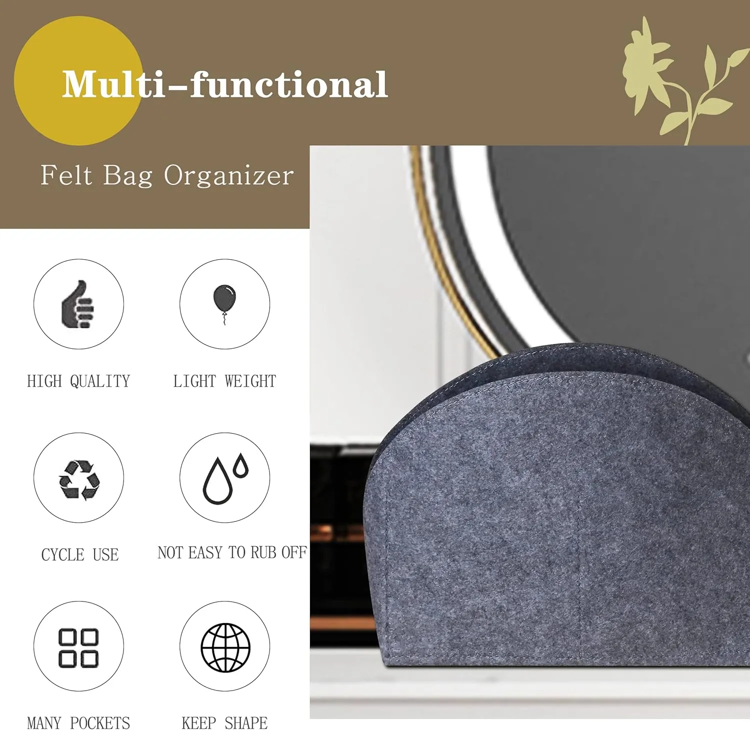 MISIXILE Felt Purse Alma BB PM Organizer Insert Shell Tote Organizer for Women Fits Alma BB PM Insert