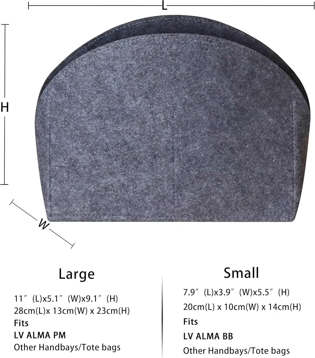 MISIXILE Felt Purse Alma BB PM Organizer Insert Shell Tote Organizer for Women Fits Alma BB PM Insert