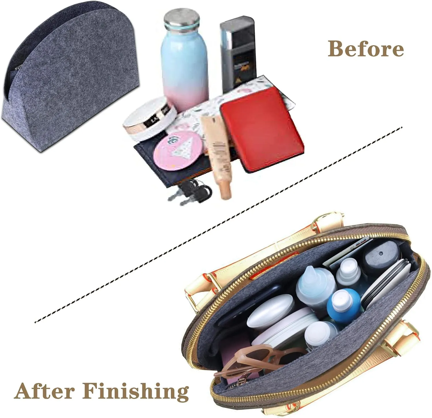 MISIXILE Felt Purse Alma BB PM Organizer Insert Shell Tote Organizer for Women Fits Alma BB PM Insert