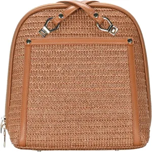 Miztique The Daisy Woven Straw Convertible Backpack Purse for Women (Tan) | Woven Straw Shoulder Strap Bag or Convertible Backpack | 10.5in x 4in x 11.5in |