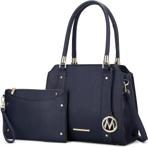 MKF Collection Crossbody Shoulder Handbag with wristlet for Women, Vegan Leather Top-Handle Satchel Purse bag