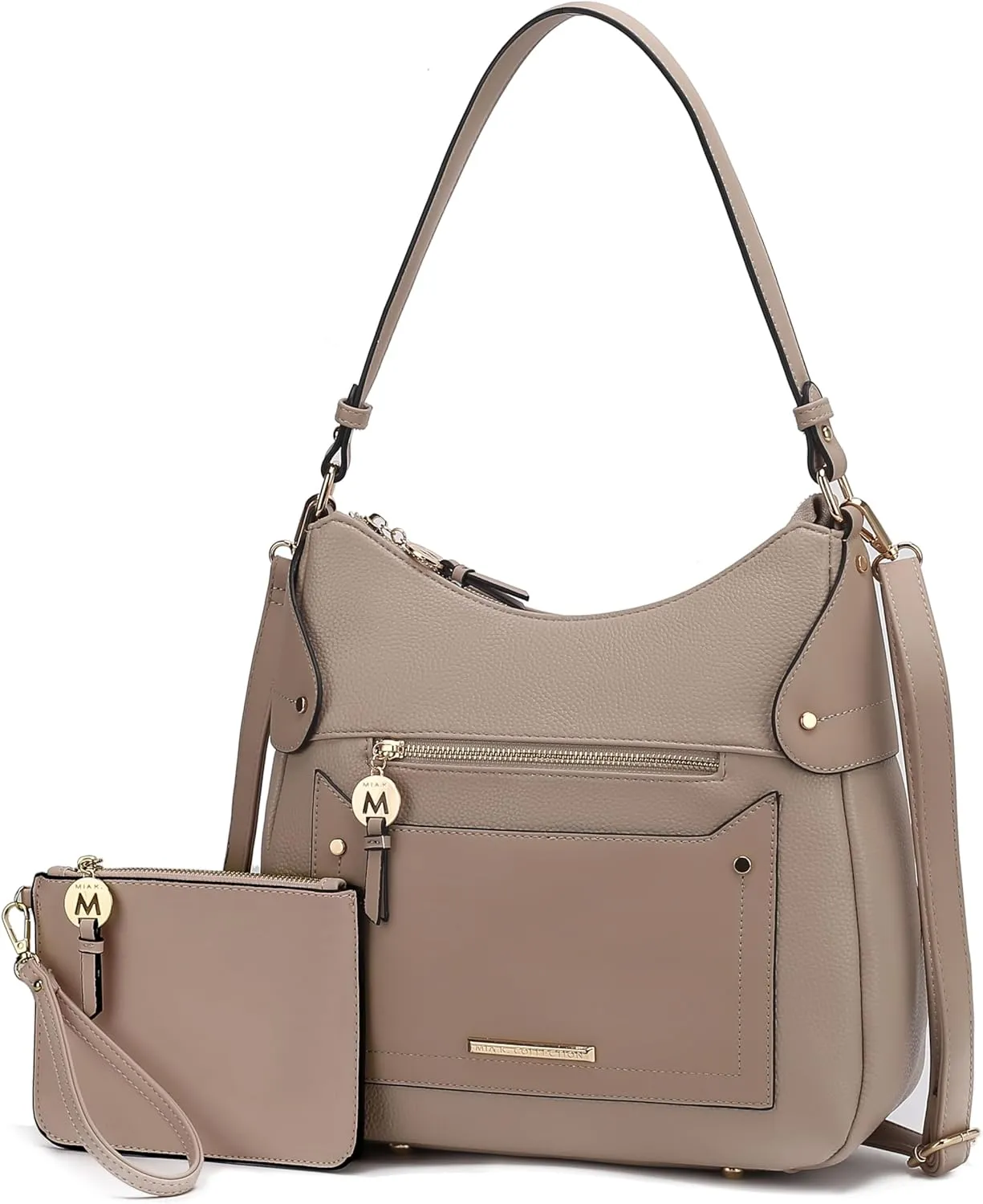 MKF Collection Shoulder Bag for Women & Wristlet Pouch, Vegan Leather Handbag Set Top-Handle Tote Handbag Purse by Mia k