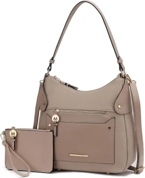 MKF Collection Shoulder Bag for Women & Wristlet Pouch, Vegan Leather Handbag Set Top-Handle Tote Handbag Purse by Mia k