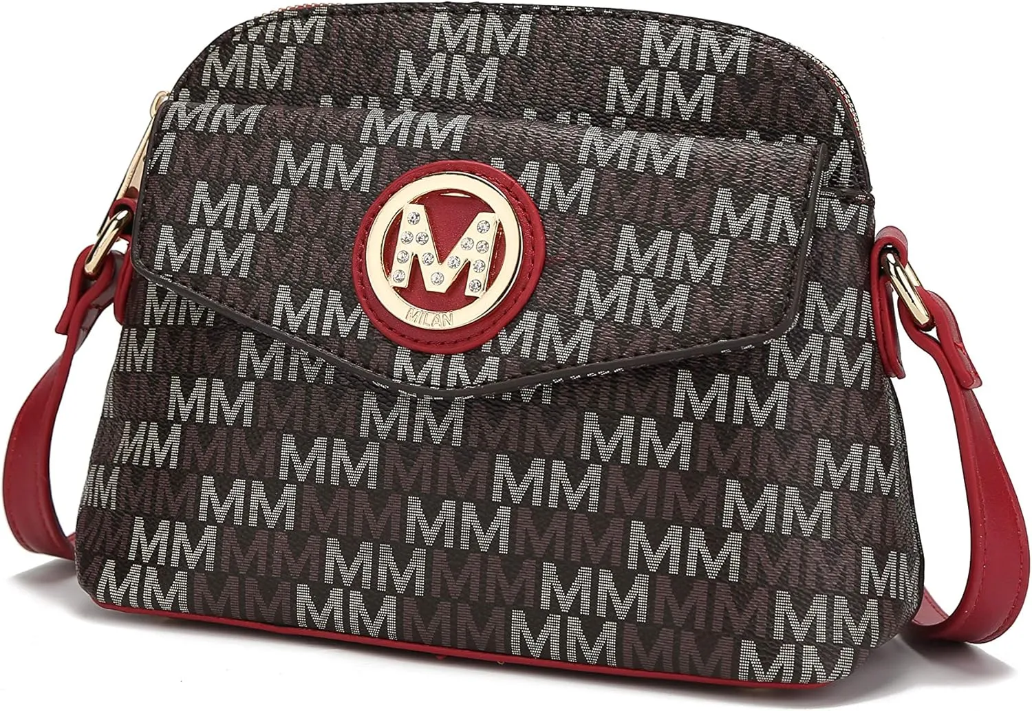 MKF Collection Signature Crossbody bag for women, Vegan leather Shoulder bag Zipper closure Messenger Handbag Purse By Mia K