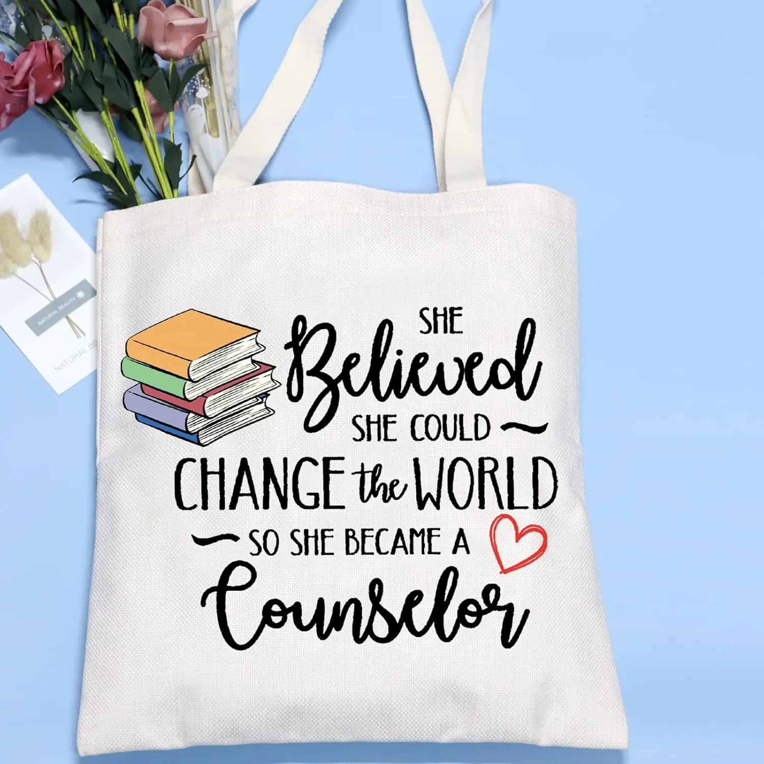 MNIGIU Counselor Makeup Cosmetic Bag Counselor Appreciation Gift So She Became A Counselor Travel Zipper Pouch (became counselor tote bag)