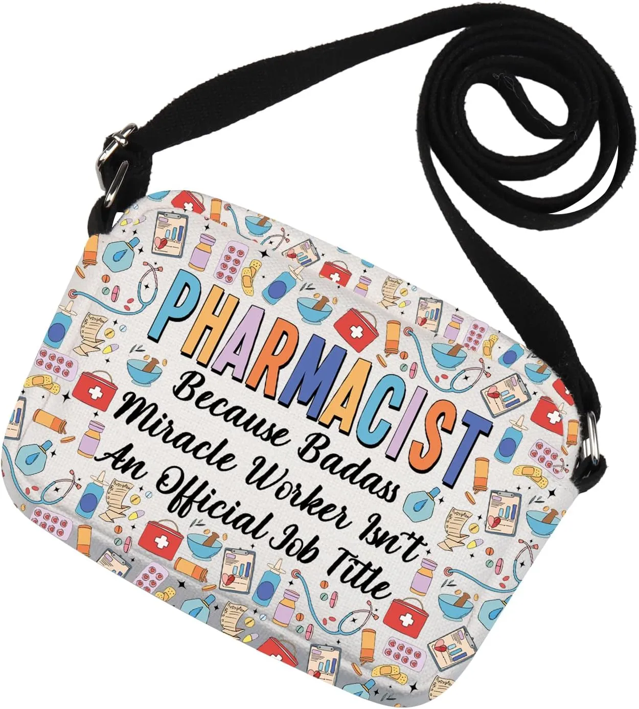 MNIGIU Funny Pharmacist Gift RX Gift Pharmacy Technician Crossbody Bag for Pharmacy Tech Pharmacy Student