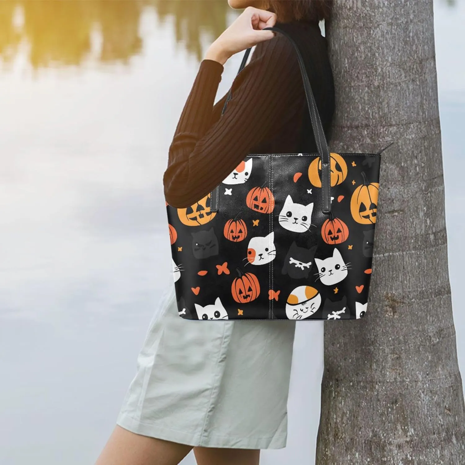 MNSRUU Tote Bag Pumpkin Rose Purses and Handbags