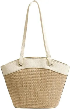 Molodo Straw Woven Bag Women's Beach Tote Bag Versatile Straw Shoulder Bag Handbag for Vacation Travel