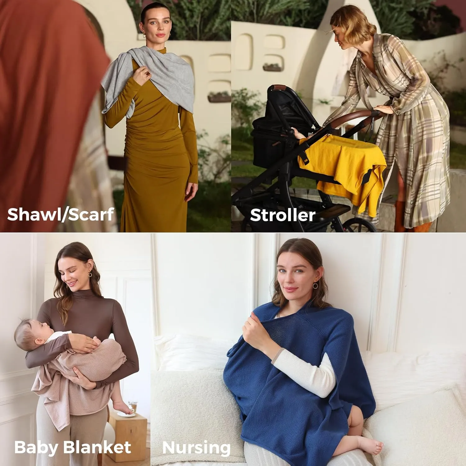 Momcozy Nursing Cover for Breastfeeding, Breathable Soft Privacy Poncho, Multi-Use Nursing Shawl, Portable Breast Feeding Covers for Women, Includes Laundry Bag