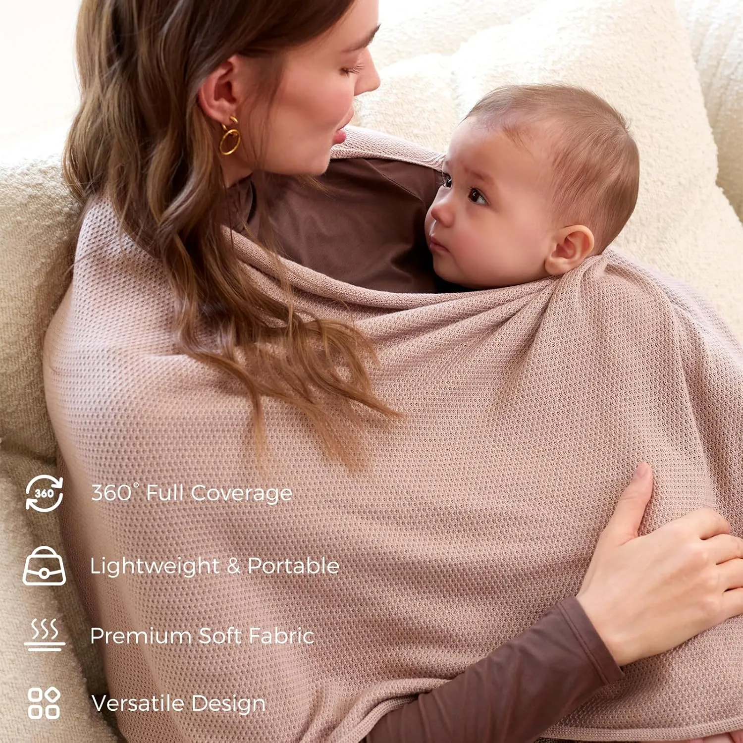 Momcozy Nursing Cover for Breastfeeding, Breathable Soft Privacy Poncho, Multi-Use Nursing Shawl, Portable Breast Feeding Covers for Women, Includes Laundry Bag