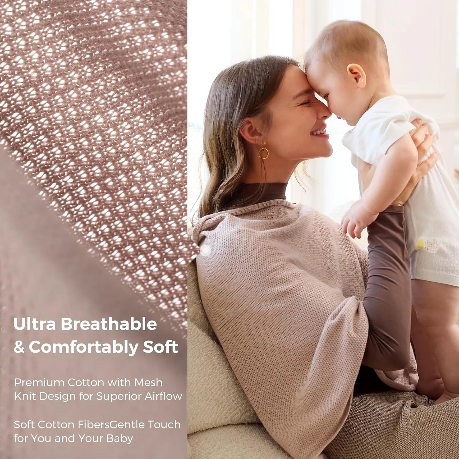 Momcozy Nursing Cover for Breastfeeding, Breathable Soft Privacy Poncho, Multi-Use Nursing Shawl, Portable Breast Feeding Covers for Women, Includes Laundry Bag