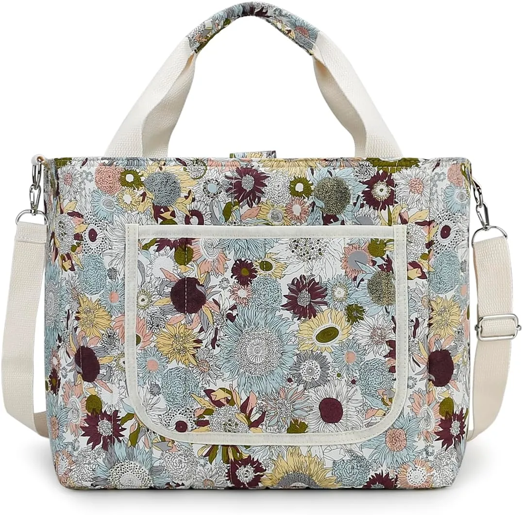 MOMIGO Diaper Bag Tote - Classic Floral Large Capacity Diaper Caddy Tote Bag Baby Stroller Bag (Sunflower)