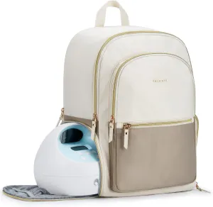 mommore Breast Pump Bag with Cooler Pocket for Milk Storage, Fits Spectra S1, S2 / Medela, Stylish Diaper Bag Backpack with Padded Laptop Sleeve for Work Travel