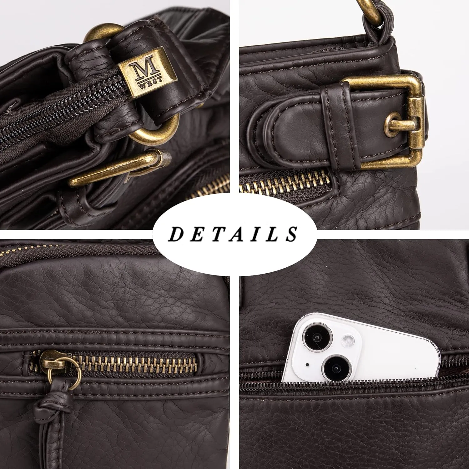 Montana West Crossbody Bag for Women Soft Washed Leather Multi Pocket crossbody handbags