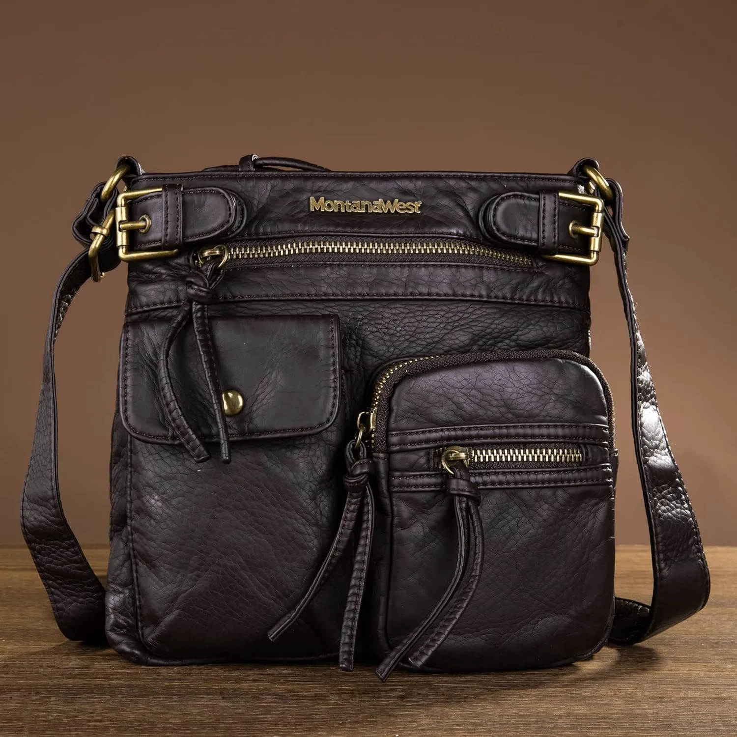 Montana West Crossbody Bag for Women Soft Washed Leather Multi Pocket crossbody handbags