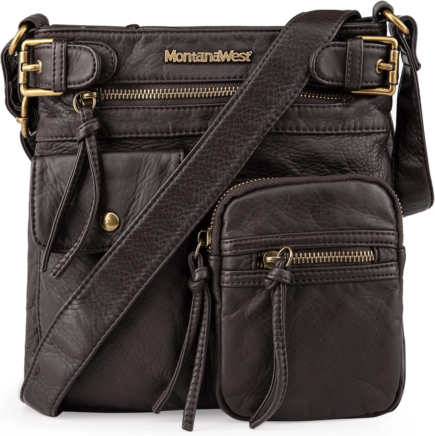 Montana West Crossbody Bag for Women Soft Washed Leather Multi Pocket crossbody handbags