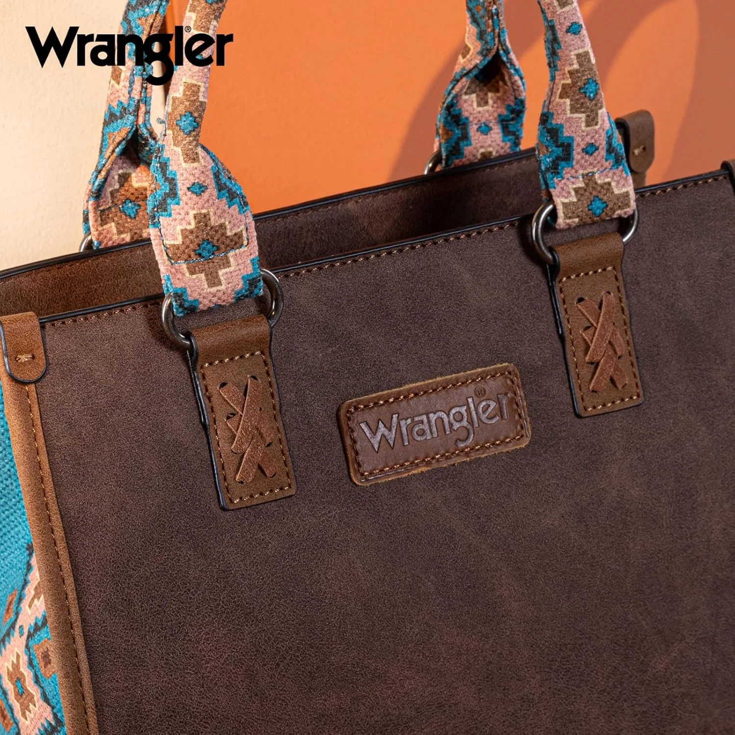 Montana West Wrangler Tote Bag for Women Western Retro Purse Top Handle Handbags with Aztec Strap