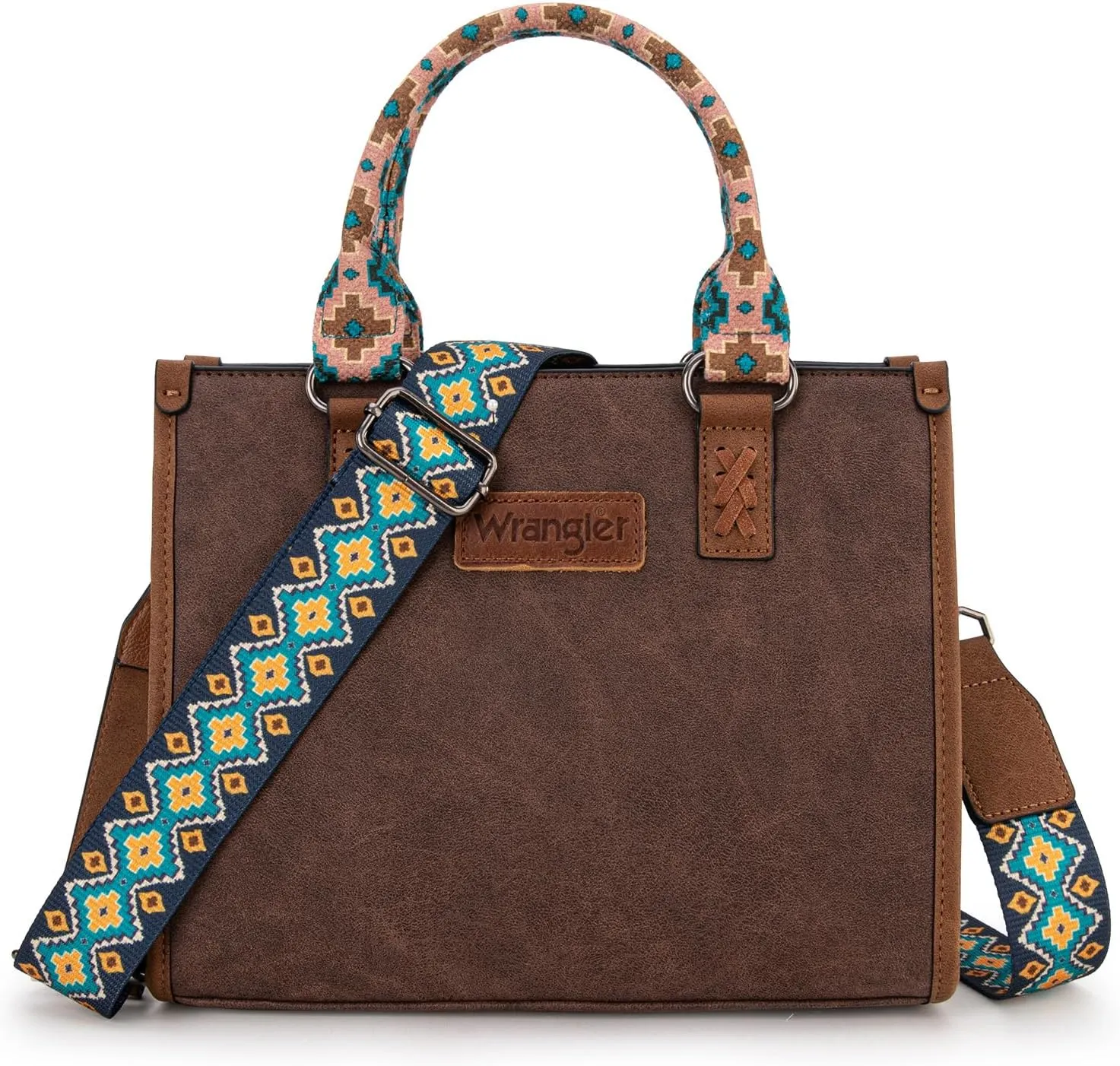 Montana West Wrangler Tote Bag for Women Western Retro Purse Top Handle Handbags with Aztec Strap