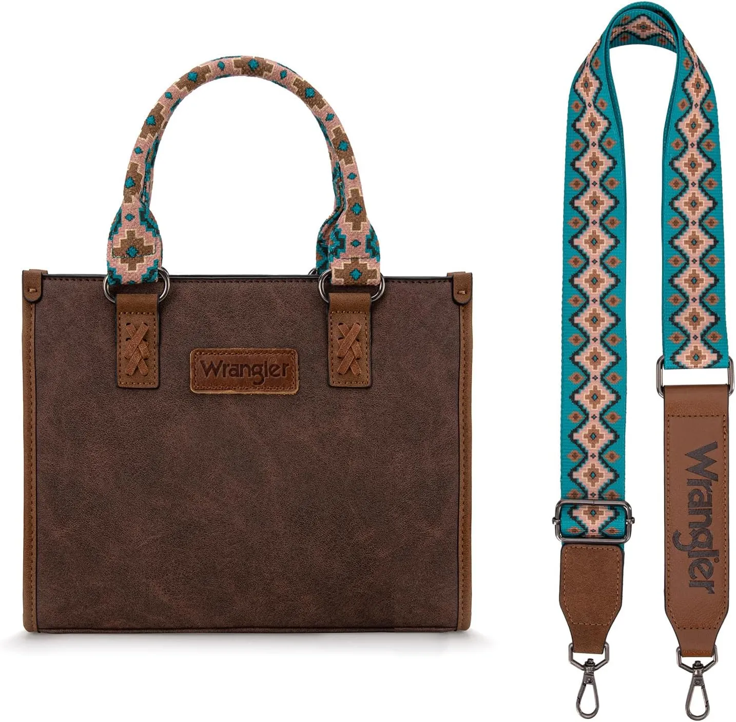 Montana West Wrangler Tote Bag for Women Western Retro Purse Top Handle Handbags with Aztec Strap