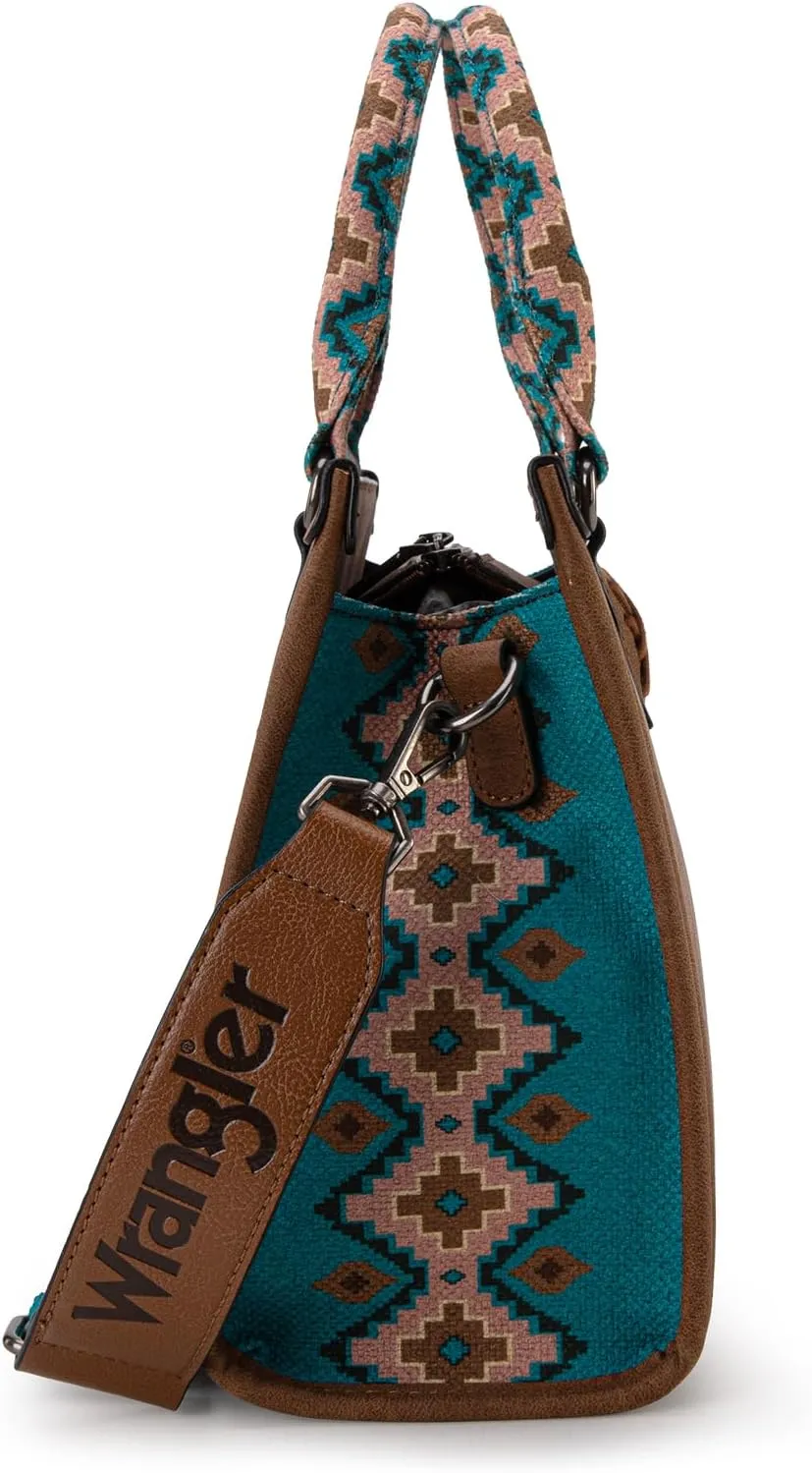 Montana West Wrangler Tote Bag for Women Western Retro Purse Top Handle Handbags with Aztec Strap