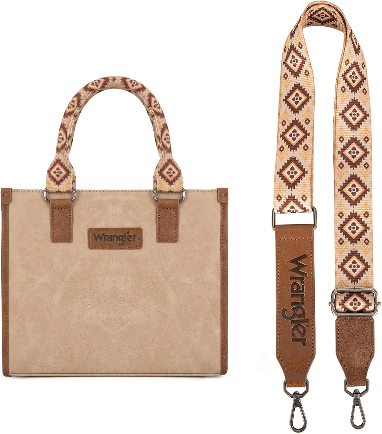 Montana West Wrangler Tote Bag for Women Western Retro Purse Top Handle Handbags with Aztec Strap