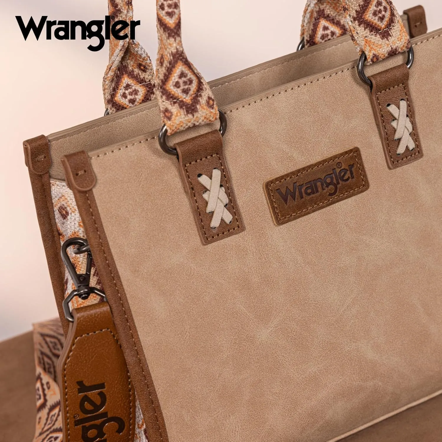 Montana West Wrangler Tote Bag for Women Western Retro Purse Top Handle Handbags with Aztec Strap