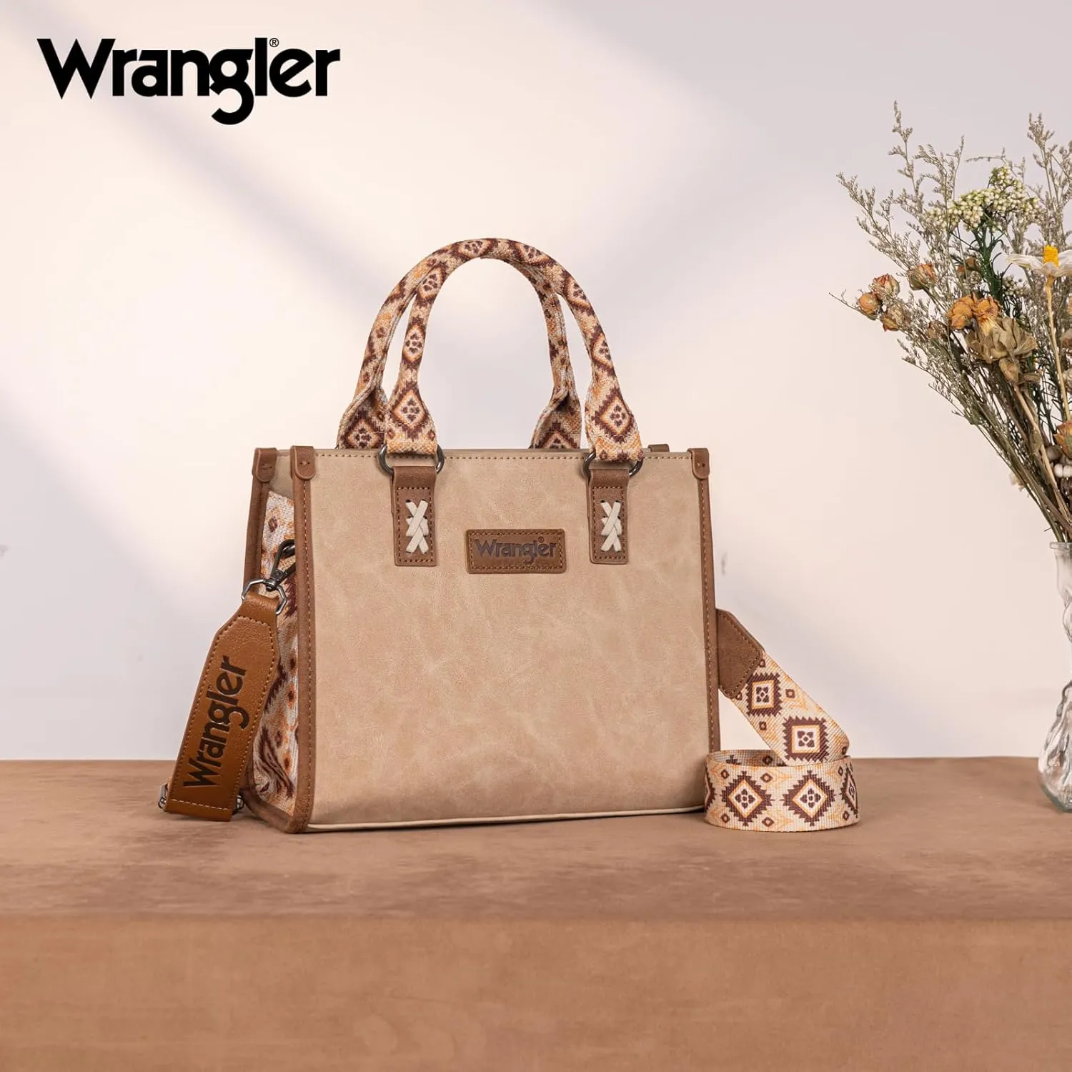 Montana West Wrangler Tote Bag for Women Western Retro Purse Top Handle Handbags with Aztec Strap