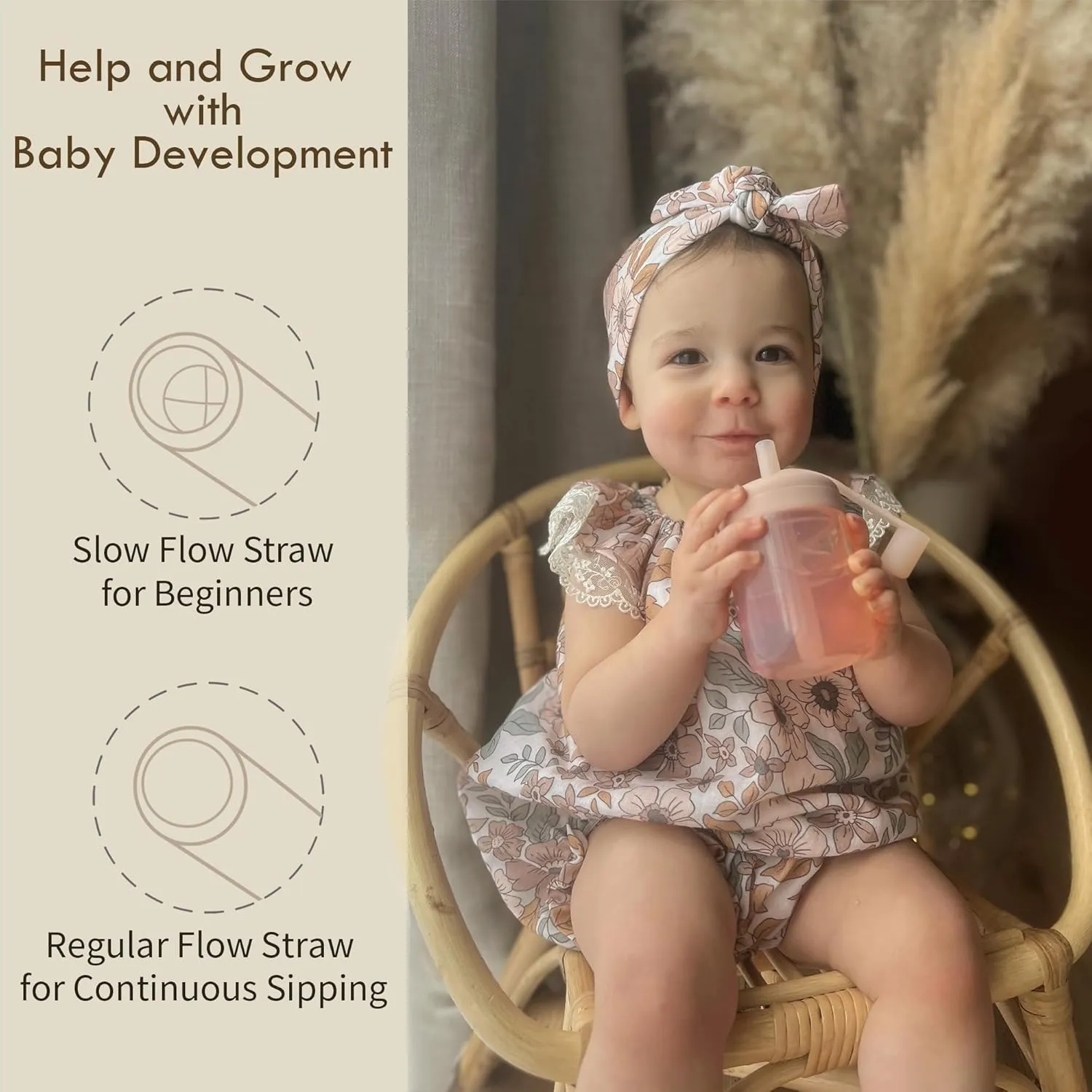 Moonkie Baby Straw cup | Silicone Toddler Sippy Cup Training Cup with Straw Lid | BPA-Free Drop-Proof Baby Cup | Baby Led Weaning | 6 Months , 5 oz, 1pack