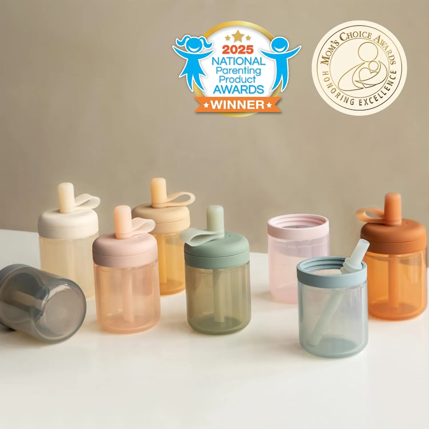 Moonkie Baby Straw cup | Silicone Toddler Sippy Cup Training Cup with Straw Lid | BPA-Free Drop-Proof Baby Cup | Baby Led Weaning | 6 Months , 5 oz, 2pack