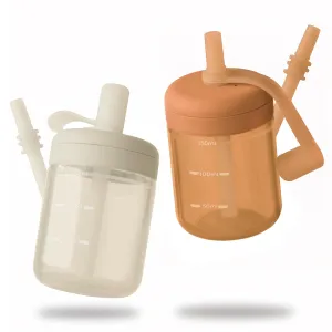 Moonkie Baby Straw cup | Silicone Toddler Sippy Cup Training Cup with Straw Lid | BPA-Free Drop-Proof Baby Cup | Baby Led Weaning | 6 Months , 5 oz, 2pack