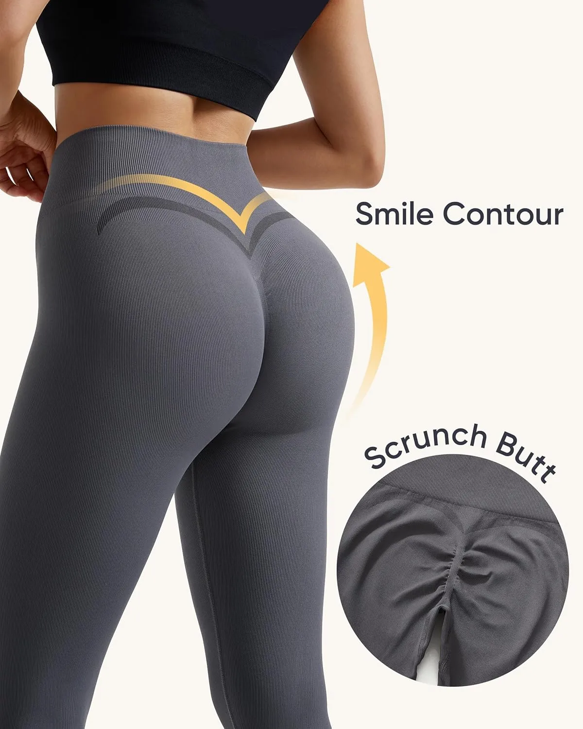 MOOSLOVER Seamless Butt Lifting Workout Leggings for Women High Waist Yoga Pants Compression Contour Tights