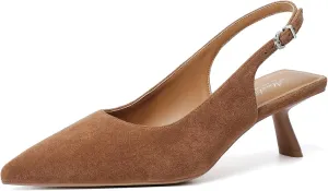 Mostrin Kitten Heels for Women Pointed Toe Pumps Patent Leather Low Heel Slingback Heels with Buckle Dress Shoes for Dating Party Working