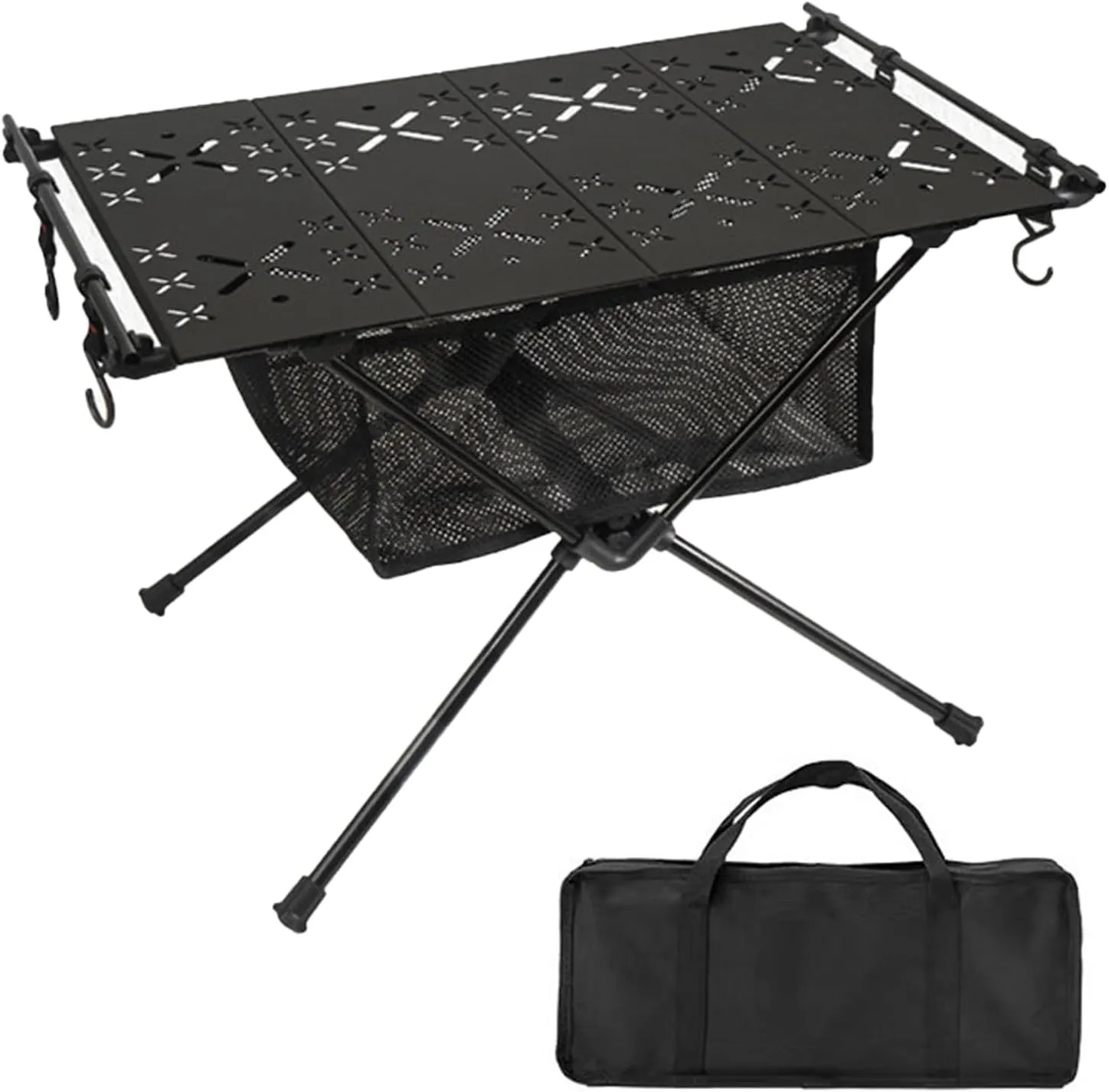 Multi-Functional Camping Table Aluminum Alloy Folding Table for Camping Picnics Bbqs Portable Stable Outdoor Table with 20kg Load Capacity Black B