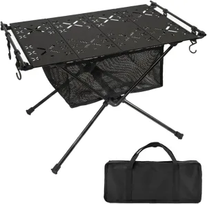 Multi-Functional Camping Table Aluminum Alloy Folding Table for Camping Picnics Bbqs Portable Stable Outdoor Table with 20kg Load Capacity Black B