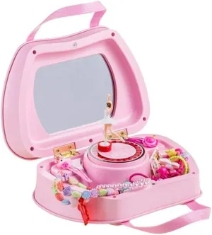 Multi-Functional Mirror Jewelry Bag Mechanism Music Box Ballerina Girl Dancing Girl Rotation on Music Box Jewelry Box Music Box