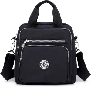 Multi layered shoulder bag for women, crossbody bag for traveling and shopping, holiday gifts (black)