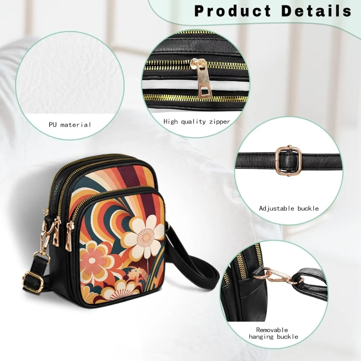 Multi Pocket PU Leather Casual Crossbody Bag for Women