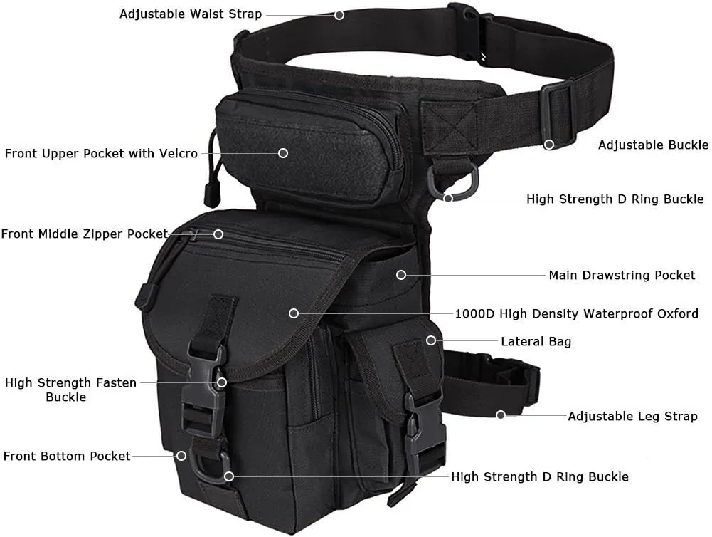 Multi-Purpose Tactical Drop Leg Bag Tool Fanny Thigh Pack Leg Rig Military Motorcycle Camera Versipack Utility Pouch, Black/Coyote Tan/Army Green/Camouflage 7 Colors Available