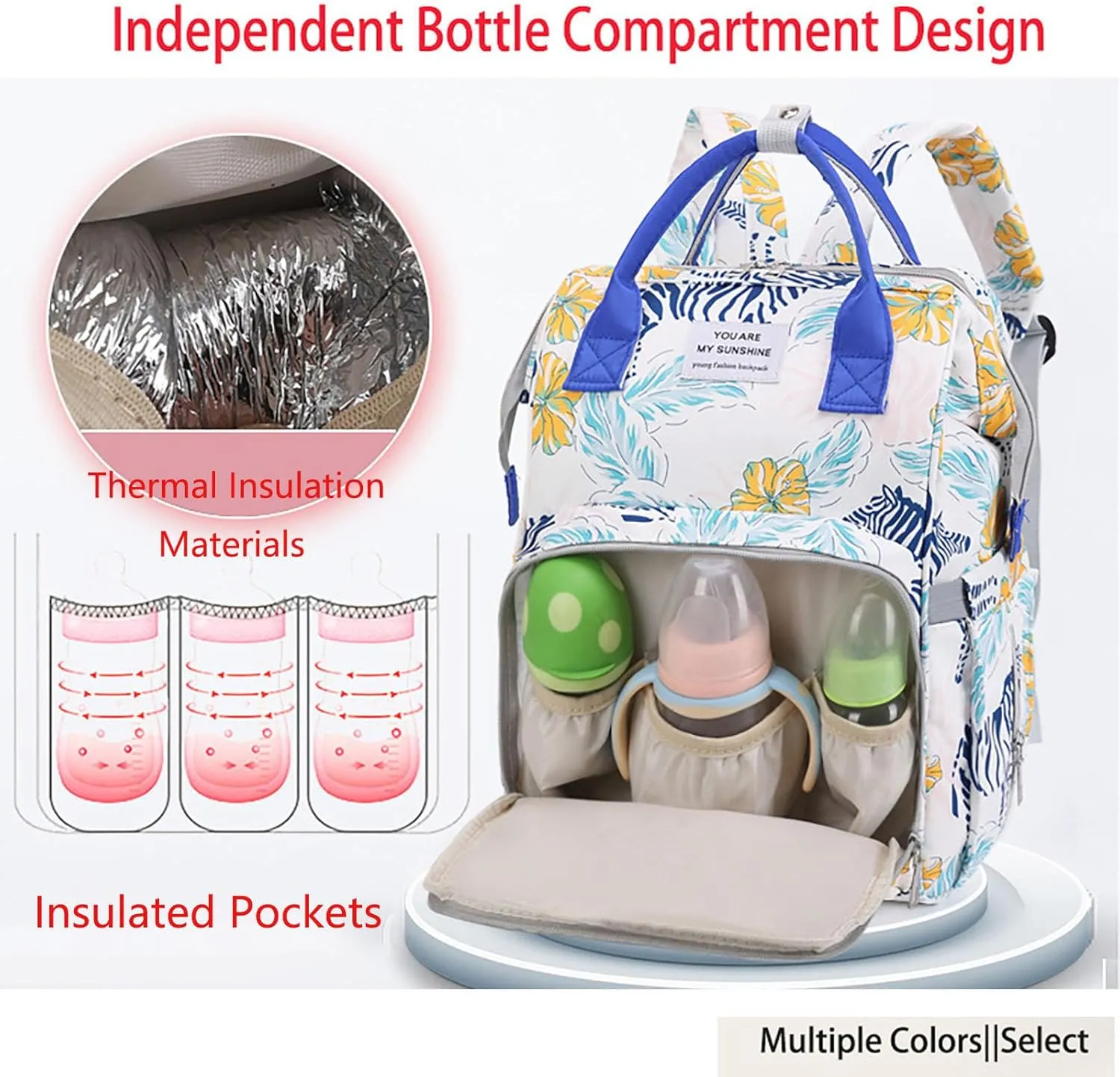 MultiFunction Baby Diaper Bag Backpack Anti Theft Travel Bag with Insulated Pockets Convenient Side Tissue Pocket (Blue Porpoise)