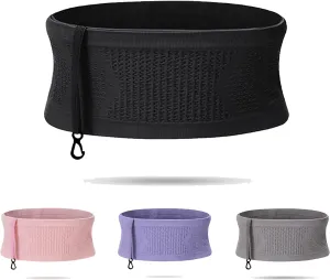 Multifunctional Knit Breathable Concealed Waist Bag - Adjustable Running Belt, Universal Running Waist Pack with Large Capacity, Running Waist Packs for Women Men Outdoor Activities (Black, S)