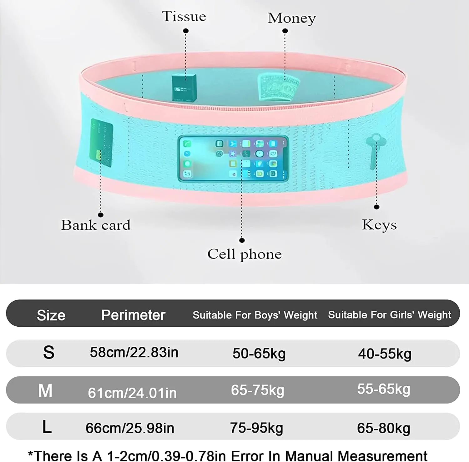 Multifunctional Knit Breathable Concealed Waist Bag, Universal Running Belt, Fitness and Running Fanny Pack for Men Women (Gray, S)