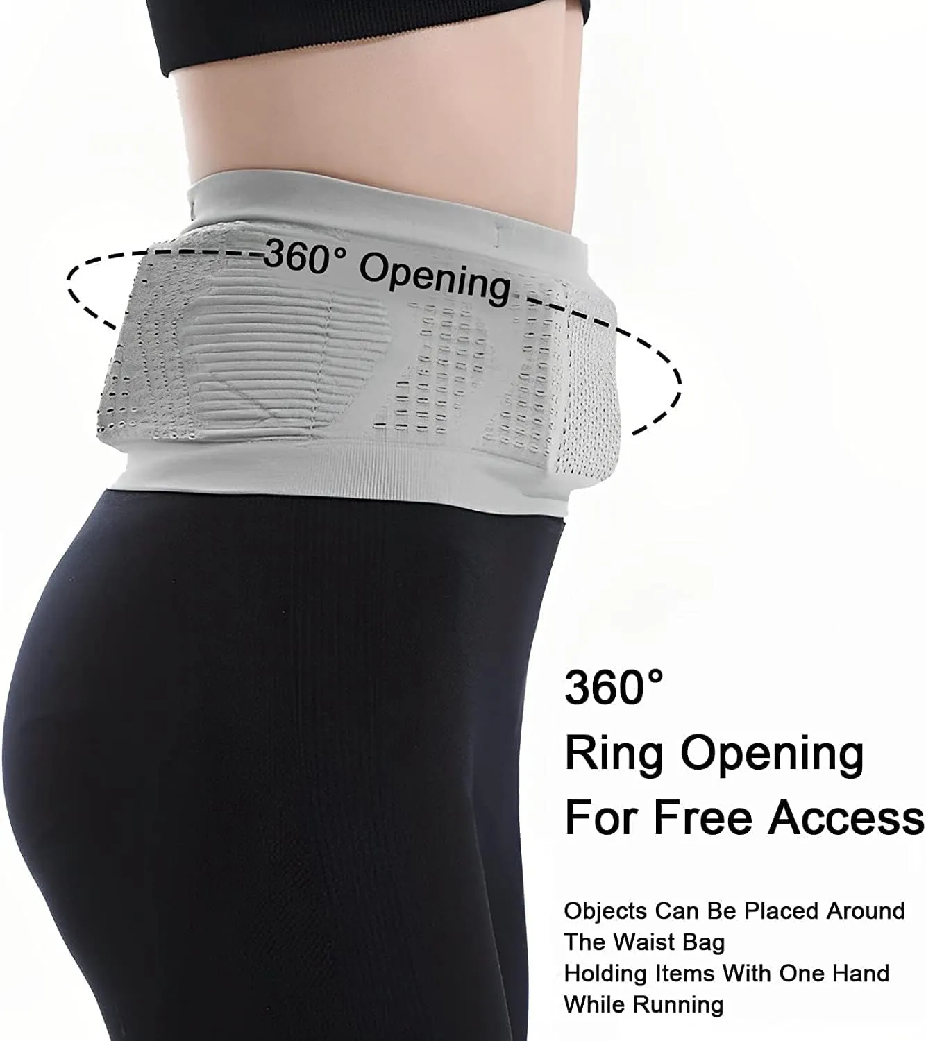 Multifunctional Knit Breathable Concealed Waist Bag, Universal Running Belt, Fitness and Running Fanny Pack for Men Women (Gray, S)