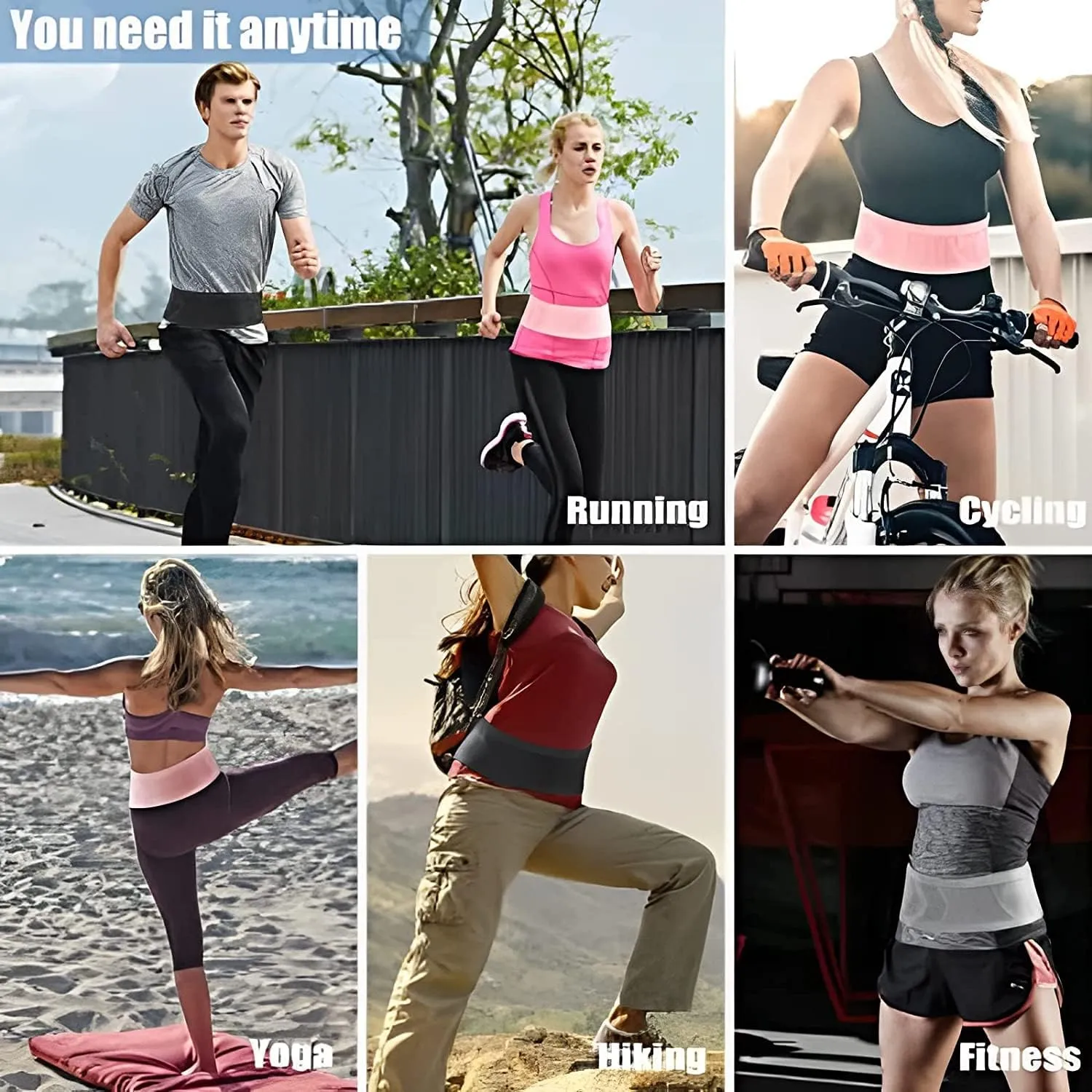 Multifunctional Knit Breathable Concealed Waist Bag, Universal Running Belt, Fitness and Running Fanny Pack for Men Women (Gray, S)