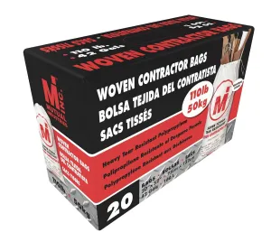 Mutual Industries Heavy Duty Woven Contractor Bag white, "28""x50""" 20 in a box. 110 pound Capacity