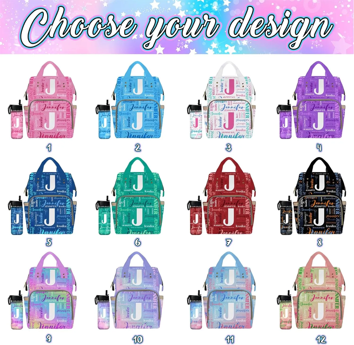 MyPupSocks Customized Diaper Bag Backpack, Personalized Diaper Bag with Name Mummy Nappy Baby Bag Shoulders Casual Daypack Daycare Travel Bag for Boys Girls