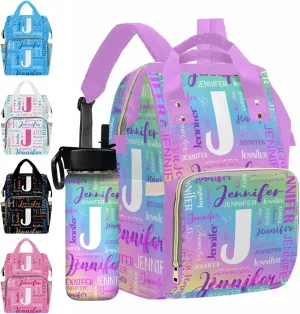MyPupSocks Customized Diaper Bag Backpack, Personalized Diaper Bag with Name Mummy Nappy Baby Bag Shoulders Casual Daypack Daycare Travel Bag for Boys Girls
