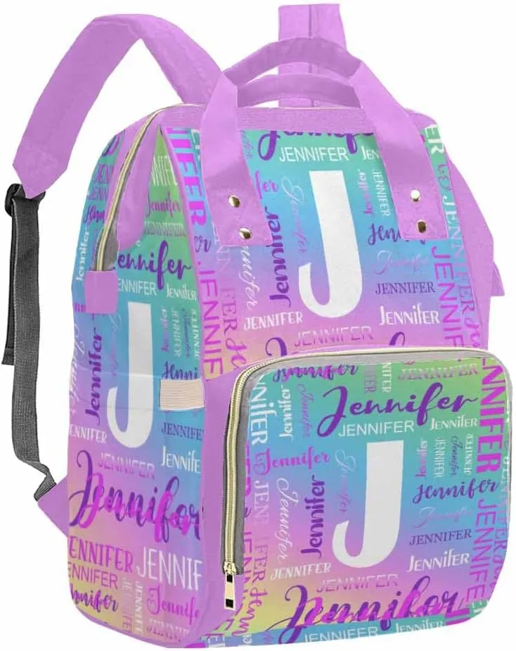 MyPupSocks Customized Diaper Bag Backpack, Personalized Diaper Bag with Name Mummy Nappy Baby Bag Shoulders Casual Daypack Daycare Travel Bag for Boys Girls