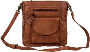 Myra Bag Women's Crossbody Purse - Santa Clara Canyon Stitched Leather Mini Purses for Women, Warm Bourbon Chocolate Shoulder Bag for Women, Travel Purses for Women, Mini Handbag